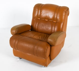 DANISH COGNAC LEATHER LOUNGE CHAIR C. 1970S