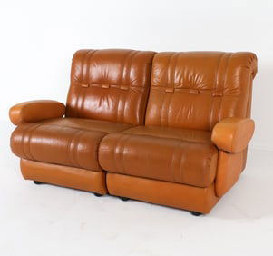 DANISH LEATHER MODULAR SECTIONAL LOVESEAT SOFA