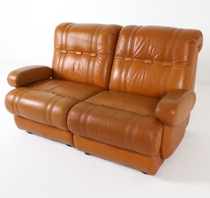 DANISH LEATHER MODULAR SECTIONAL LOVESEAT SOFA