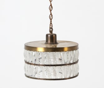 DANISH CRYSTAL & BRASS CEILING LIGHT C. 1960S