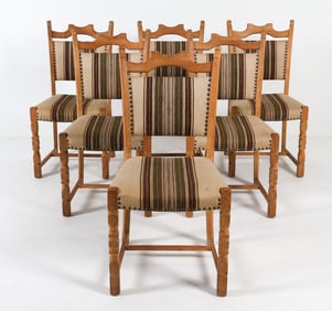 (6) KJAERNULF STYLE DANISH OAK DINING CHAIRS