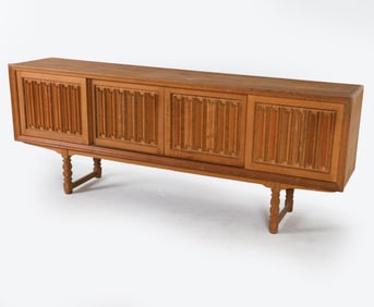 KJAERNULF LINEN FOLD DANISH OAK SIDEBOARD