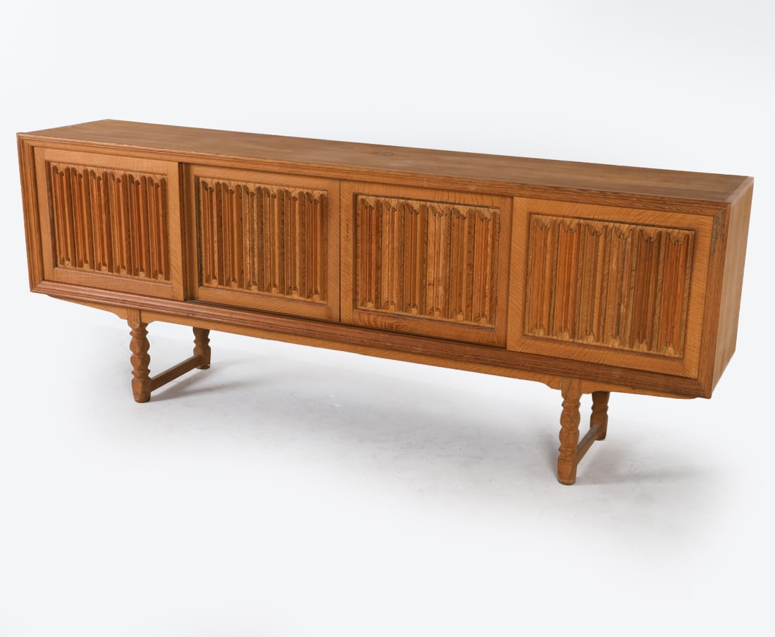 KJAERNULF LINEN FOLD DANISH OAK SIDEBOARD (1 of 17)