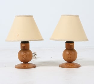 PAIR OF SWEDISH PINE TABLE LAMPS C. 1970S