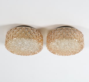 PAIR OF DANISH GLASS CEILING LIGHTS C. 1960S