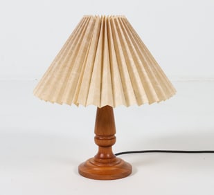 DANISH TURNED TEAK TABLE LAMP C. 1960S