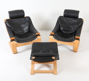 AKE FRIBYTTER KROKEN LEATHER LOUNGE CHAIRS