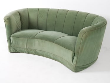 DANISH MID-CENTURY VELVET BANANA SOFA