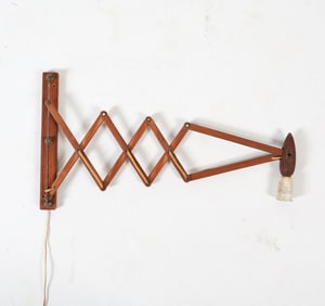 DANISH TEAK SCISSOR LAMP C. 1960S