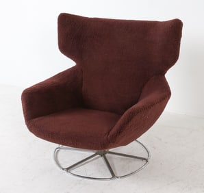 DANISH LAMBSWOOL WINGBACK LOUNGE CHAIR