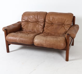 MID-CENTURY SCANDINAVIAN LEATHER SOFA C. 1960S