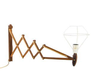 LE KLINT DANISH OAK SCISSOR LAMP C. 1960S