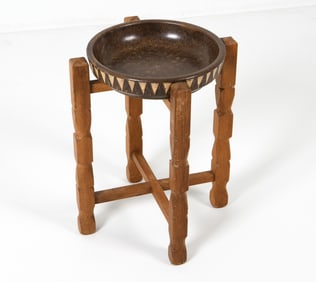 LOVEMOSE DANISH CERAMIC & OAK PLANTER STAND