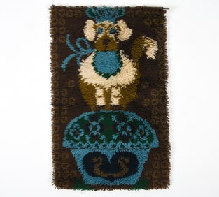 DANISH SHAG WOOL DOG RUG C. 1970S