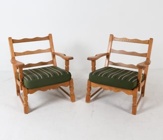 PAIR OF KJAERNULF STYLE DANISH OAK LOUNGE CHAIRS