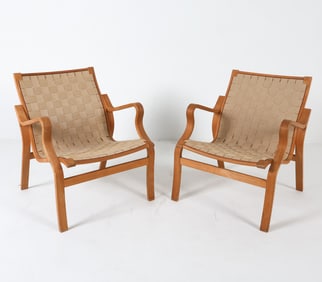 PAIR OF FINN OSTERGAARD BEECH LOUNGE CHAIRS