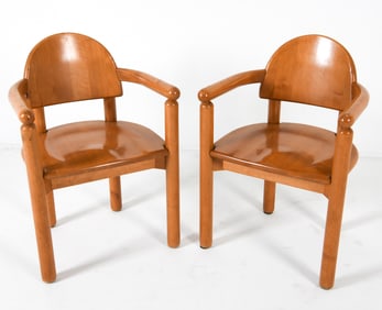 (2) RAINER DAUMILLER BEECH ARMCHAIRS C. 1960S