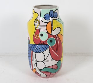 ENNIO SIMMONE PORCELAIN VASE W/ FIGURES