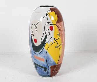 ENNIO SIMMONE PORCELAIN VASE W/ FIGURES