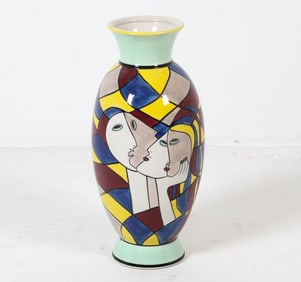 ENNIO SIMMONE PORCELAIN VASE W/ FIGURES