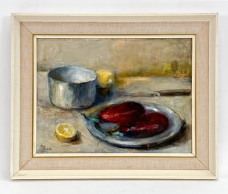 JACOB SURIE 'AUBERGINES' STILL LIFE O/C PAINTING