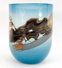 PETER RIDABOCK LARGE STUDIO ART GLASS VASE 1984