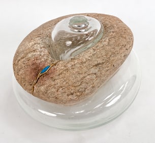 SIMPSON HEMSTEAD STONE & ART GLASS SCULPTURE