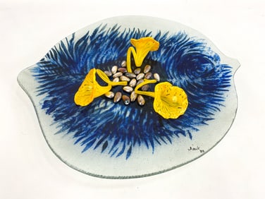 ARIK ART GLASS SCULPTURE CENTERPIECE BOWL, 1988