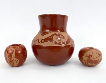 (3) SAN ILDEFONSO & SANTA CLARA PUEBLO POTTERY