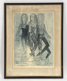HANNAH YAKIN (ISRAELI B.1933) WOOD CUT PRINT