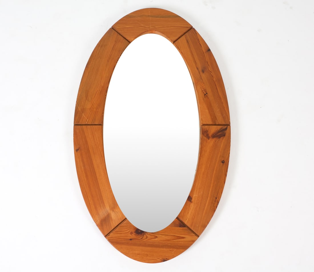 GLASSMASTER SWEDISH PINE WALL MIRROR C. 1970'S (1 of 9)