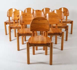 (10) RAINER DAUMILLER PINE DINING CHAIRS C.1970S