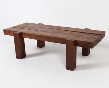DUTCH BRUTALIST OAK COFFEE TABLE C. 1970'S