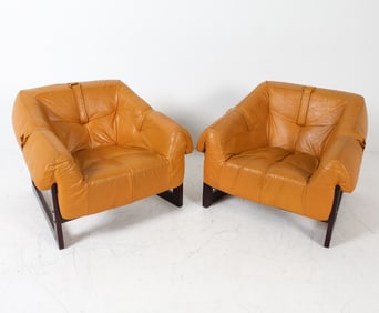 PAIR OF PERCIVAL LAFER LEATHER LOUNGE CHAIRS