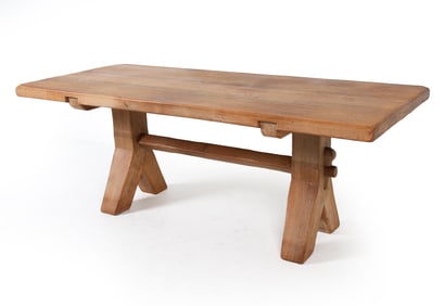 DE PUYDT BELGIUM SOLID OAK DINING TABLE C. 1970S