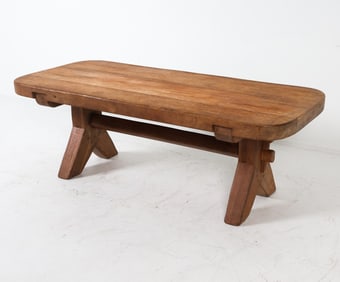 DE PUYDT STYLE BELGIAN OAK COFFEE TABLE C. 1970S