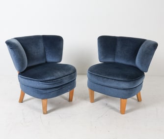 (2) ATTR. OTTO SCHULZ MOHAIR LOUNGE CHAIRS