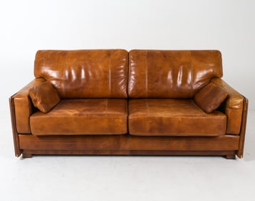 MARCO MILISICH ITALIAN LEATHER SOFA C. 1970S
