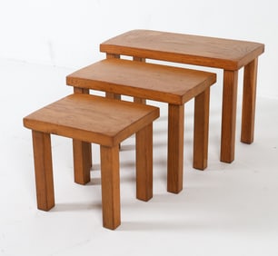 DUTCH OAK NESTING TABLES C. 1970'S