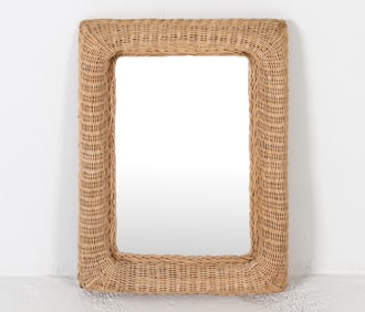 DUTCH WICKER WALL MIRROR C. 1980S