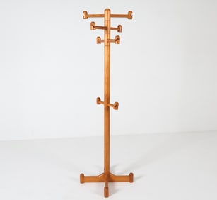 DAUMILLER STYLE PINE COAT RACK C. 1970S