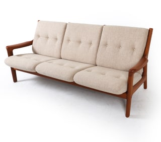GUSTAV THAMS DANISH TEAK & WOOL SOFA C.1970S