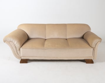 DUTCH ART DECO STYLE MOHAIR SOFA C. 1940S