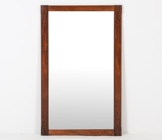 SCANDINAVIAN LARGE STAINED OAK WALL MIRROR 1960S