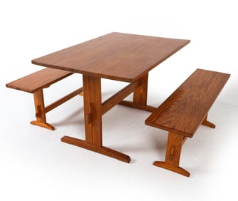 SWEDISH PINE DINING TABLE & BENCH SUITE