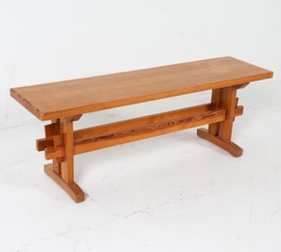 SWEDISH PINE TRESTLE BENCH C. 1970S