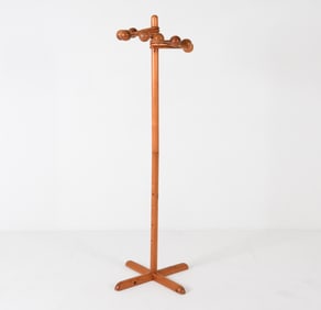 DAUMILLER STYLE ATOMIC PINE COAT RACK C. 1970S