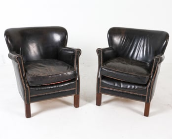 PAIR OF DUTCH LEATHER LOUNGE CHAIRS