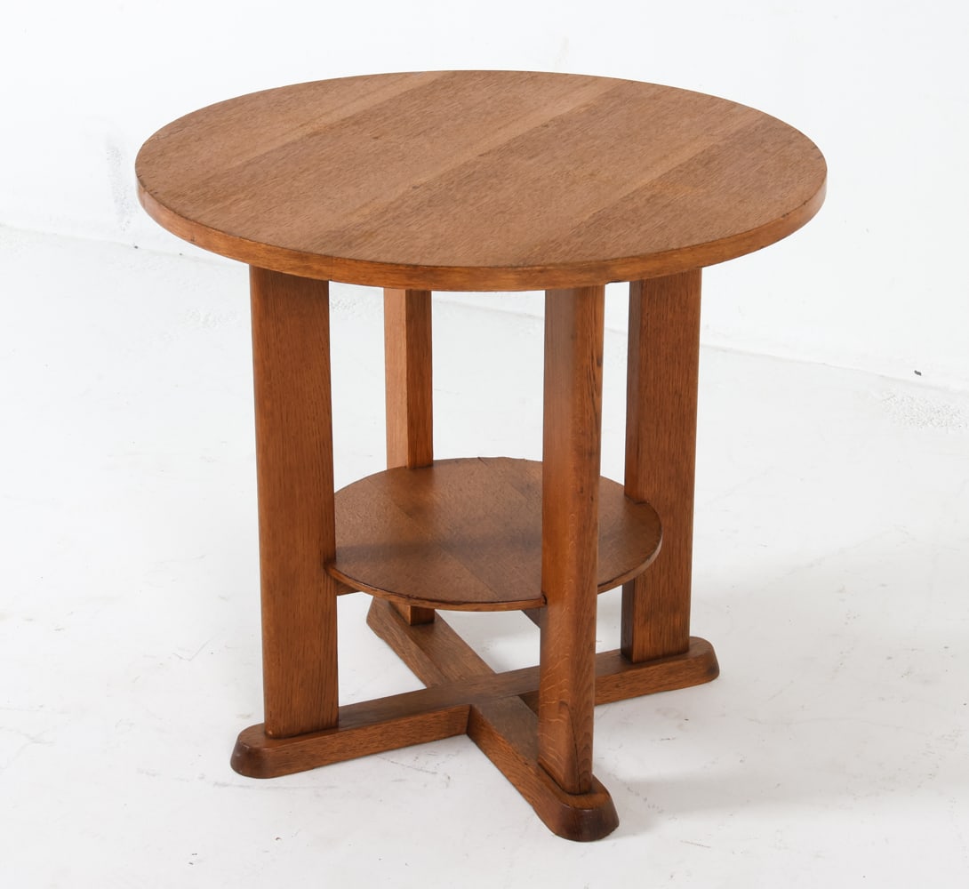 DUTCH ART DECO STYLE OAK SIDE TABLE (1 of 14)