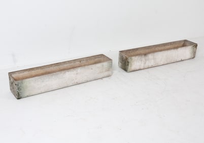 PAIR OF WILLY GUHL CEMENT TROUGH PLANTERS C. 1960S